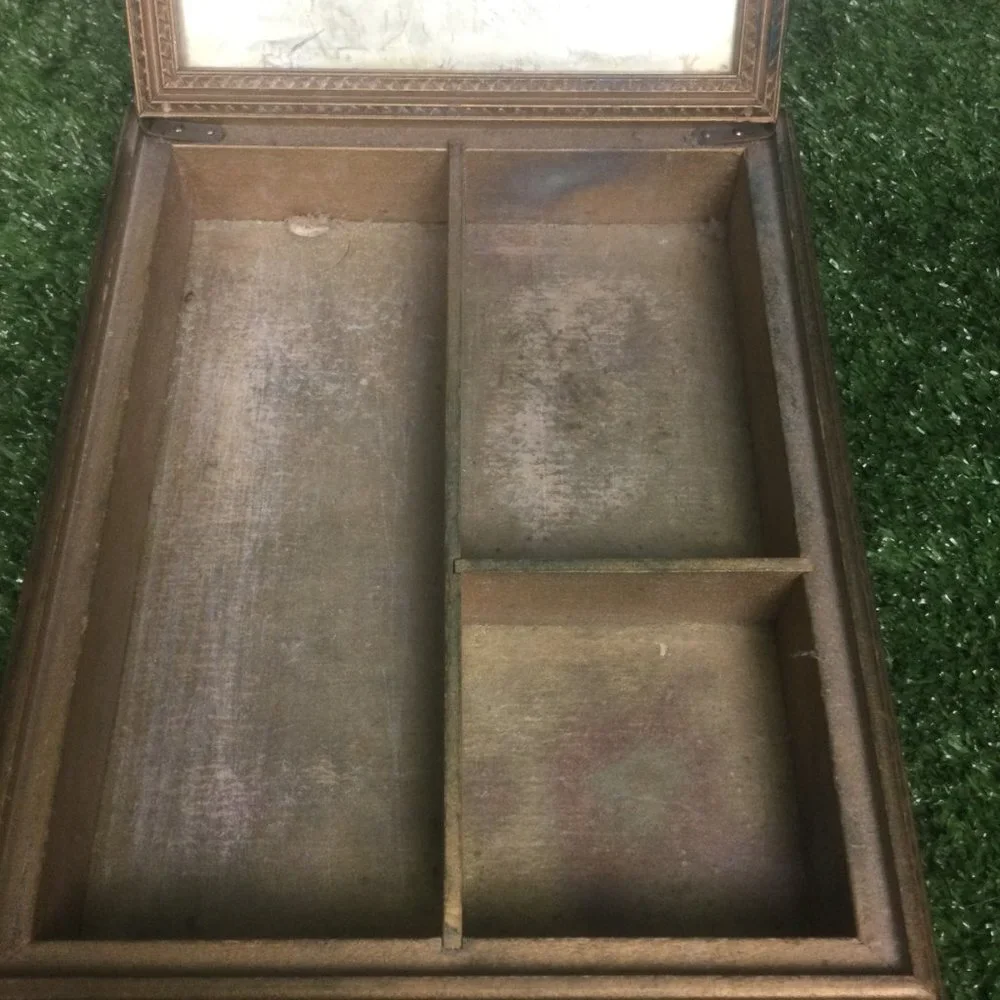 Vintage Mirrored Jewelry Box w/ Framed Art